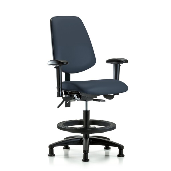 Blue Ridge Ergonomics Medium Bench Chair Adjustable Arms, 22" to 29" Height, Vinyl, Imperial Blue BR-VMBCH-MB-RG-T1-A1-BF-RG-8582 - main