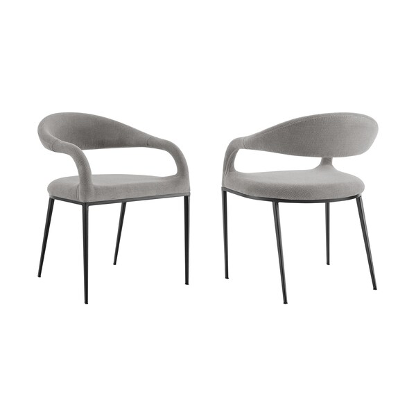 Armen Living Morgan Upholstered Dining Chair with Matte Black Iron and Light Gray Fabric - Set of 2 LCMOSIBLKLGRY - main