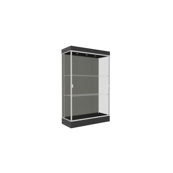 Ghent Lighted Floor Display Case 48x76x20, 6" Base, Satin 92LFSL-SN-BLK - main