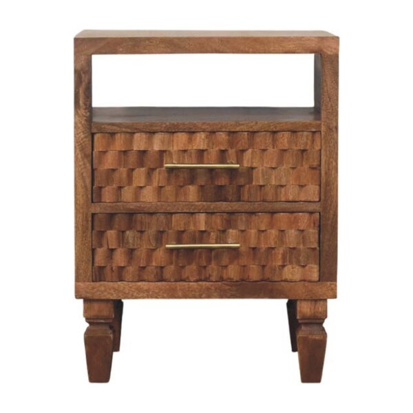 Homeroots 24" Brown Solid Wood Two Drawer Nightstand 701727 - main