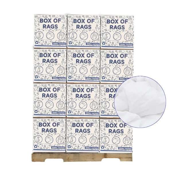 Supremeplus New White Knit T-Shirt Cleaning Rags, 720 lbs. Pallet, 72 x 10 lbs. Boxes, 72PK SP-1353 - main