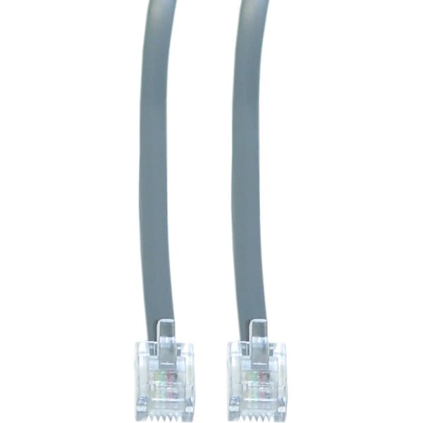 Cable Wholesale Telephone Cord (Data), RJ11, 6P / 4C, Silver Satin, Straight, 25 foot 8101-64125 - main