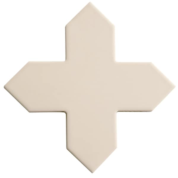 Apollo Tile Seville 5 x 5 in. Matte Ecru Taupe Porcelain Cross Wall and Floor Tile 5.31 sq ft/case, 34PK TNG88CRTPEA - main