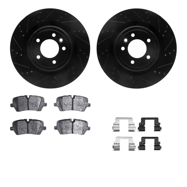 Dynamic Friction Co DFC Rotors-Drilled & Slotted-Black w/ EURO 5000 Ceramic Brake Pads Incl Hdw 8612-11025 - main