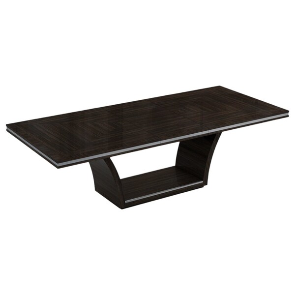 Homeroots 98" Dark Brown Solid Wood Self-Storing Leaf Pedestal Base Dining Table 343994 - main
