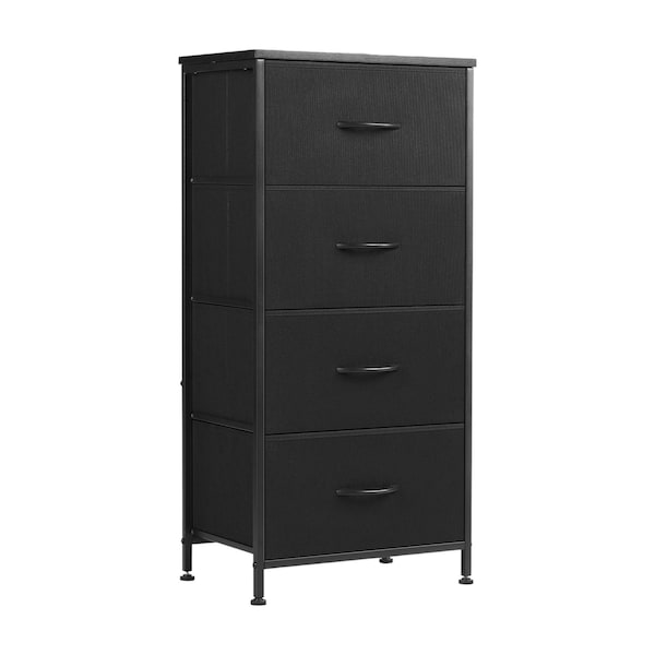 Homeroots 12" Black Fabric Metal And Wood Four Drawer Dresser 635724 - main