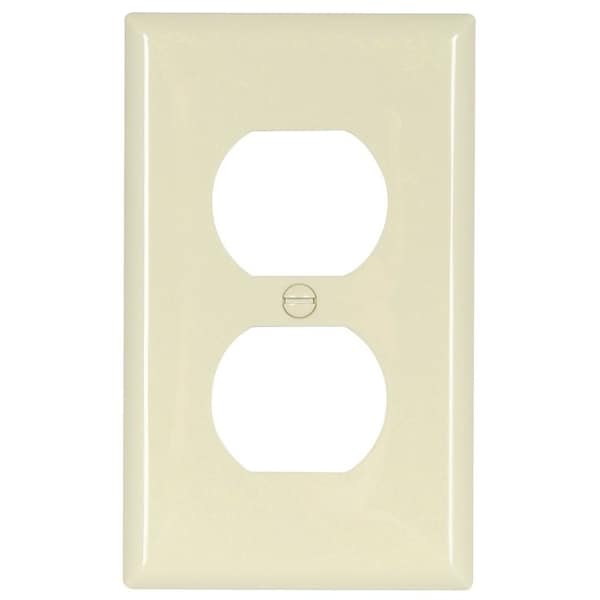 Eaton Wiring Devices Receptacle Wallplate, 412 in L, 234 in W, 1 Gang, Nylon, Light Almond, HighGloss 5132LA - main