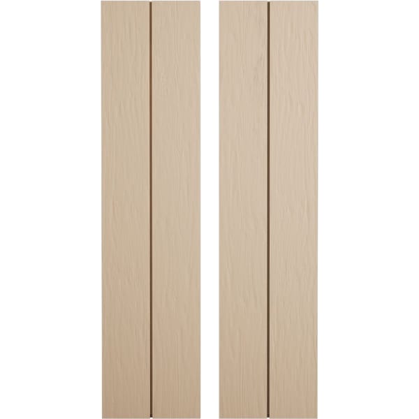 Ekena Millwork Rustic Two Board Joined Board-n-Batten Rough Sawn Faux Wood Shutters w/No Batten, 11W x 78H, PR SHUBJN11X78RSPR - main