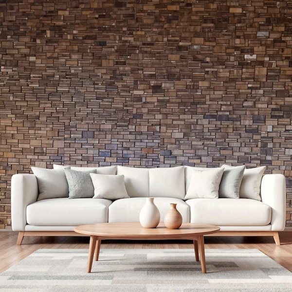 Homeroots Brown 3D Embossed Teak Reclaimed Wood Decorative Wall Panel 617487 - main