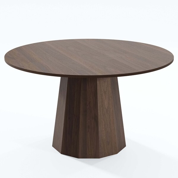 Homeroots 52" Brown Wood Pedestal Base Round Top Dining Table 720963 - main