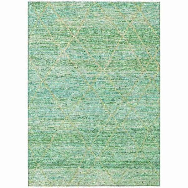 Homeroots 3' X 5' Artichoke Green And Beige Trellis Washable Indoor Outdoor Area Rug 616478 - main