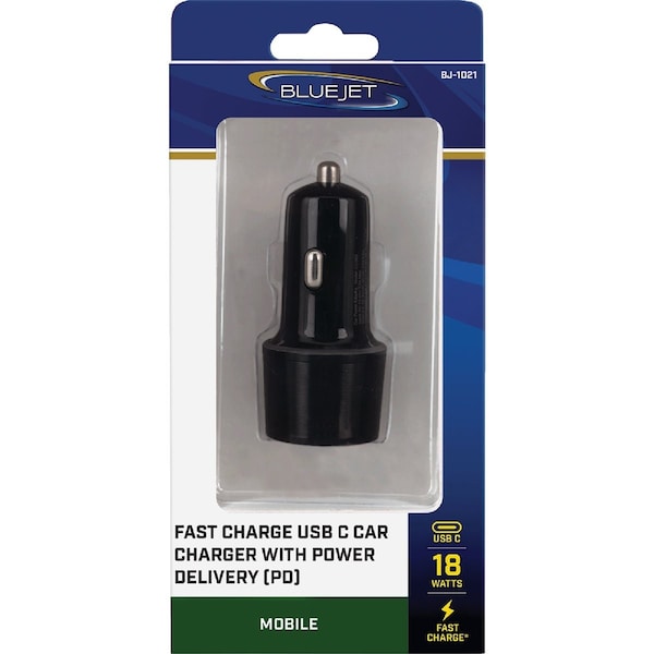 Blue Jet Fast Charge 12V USB-C Car Charger with Power Delivery, PD BJ-1021 - main