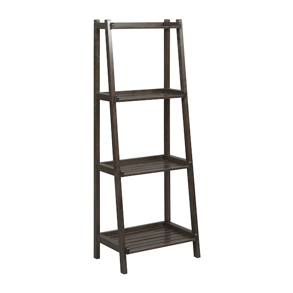 Homeroots Espresso Solid Wood Ladder Bookcase 380040 - main