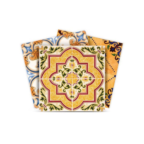 Homeroots 5" X 5" Golden Multi Mosaic Peel and Stick Tiles 400306 - main