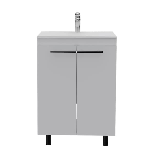 Homeroots 16" White Wood Freestanding Bathroom Vanity With Sink 546365 - main