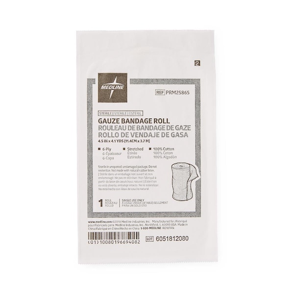 Medline Cotton Gauze Bandage Roll, 4.5in x 4.1 yd. PRM25865H - main