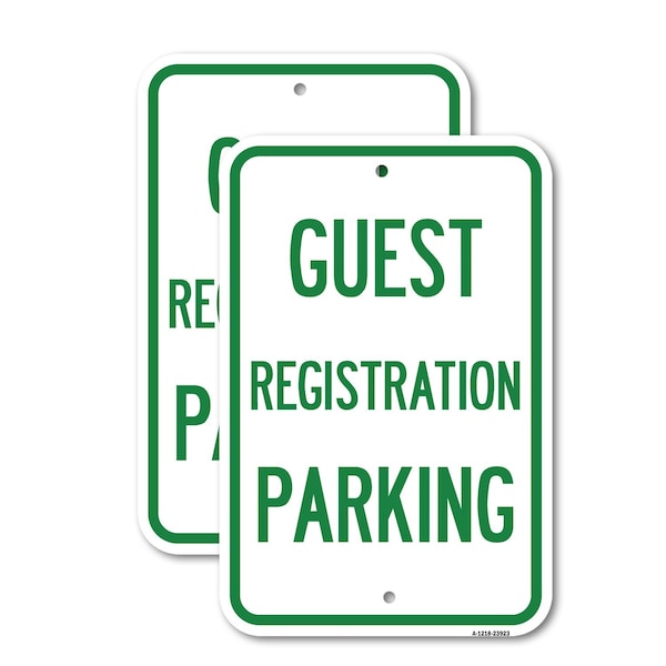 Signmission Guest Registration Parking, 12'' X 18'' 2 Signs, Heavy Gauge Aluminum, 2PK A-1218-2PACK-23923 - main