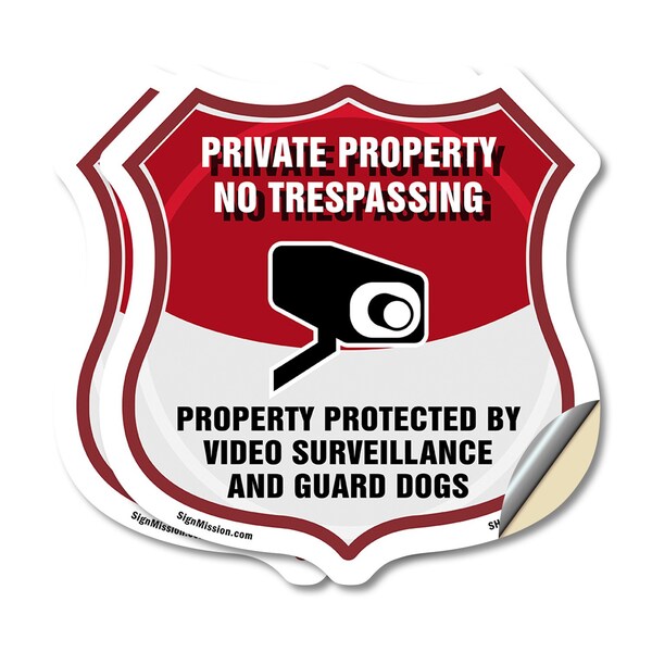 Signmission Private Property Shield Sign No Trespass, 4 inch X 4 inch, Vinyl Decal, 2PK SHI-D-2PACK-4-443 - main