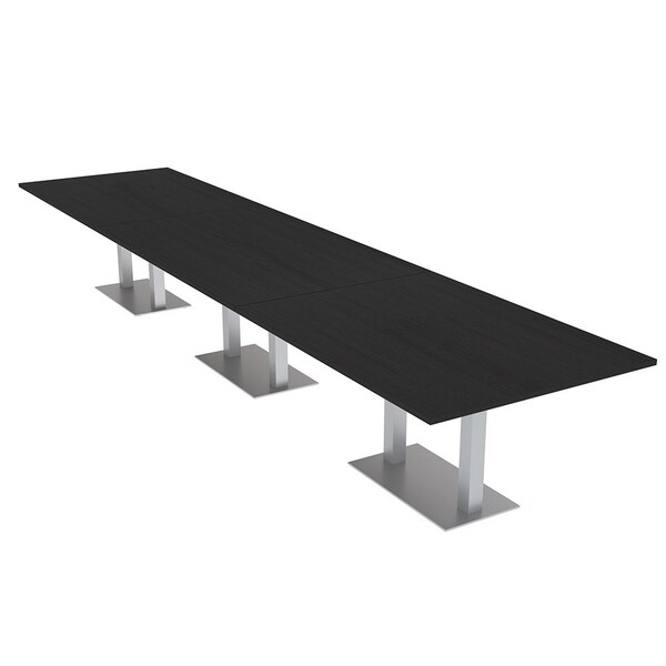 Skutchi Designs Rectangle Conference Table With Power Unit, 48 in W, 192 in L, Black HAR-REC-48X192-DOU-U999ST19-NA - main