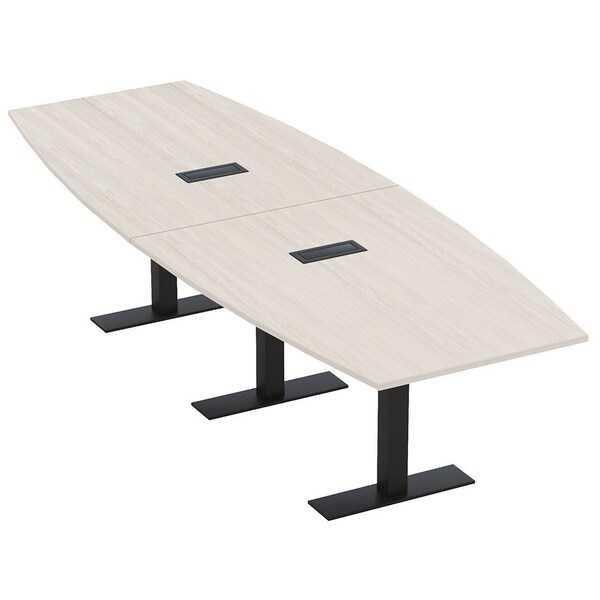 Skutchi Designs 12 Person Conference Table With Power Unit | 12' Boat Table | Harmony Series HAR-BOT-48X144-T.BK-K458-EBLK - main