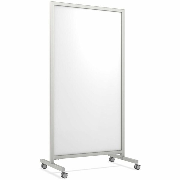 Ghent EZ Mobile Glassboard, Aluminum Frame, Non-Magnetic, 75''H x 38''W, White EZ1NA7538WH - main