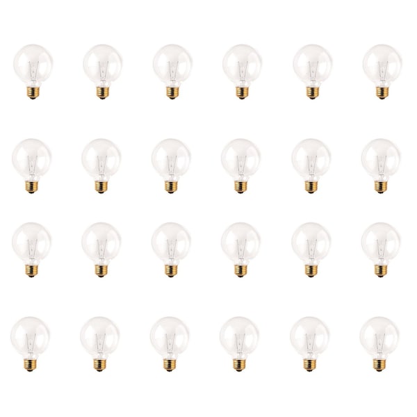 Bulbrite Incandescent Dimmable 25W Globe G25 Bulbs, Clear Glass, Medium E26 Screw Base, 2700K, 24PK 861093 - main
