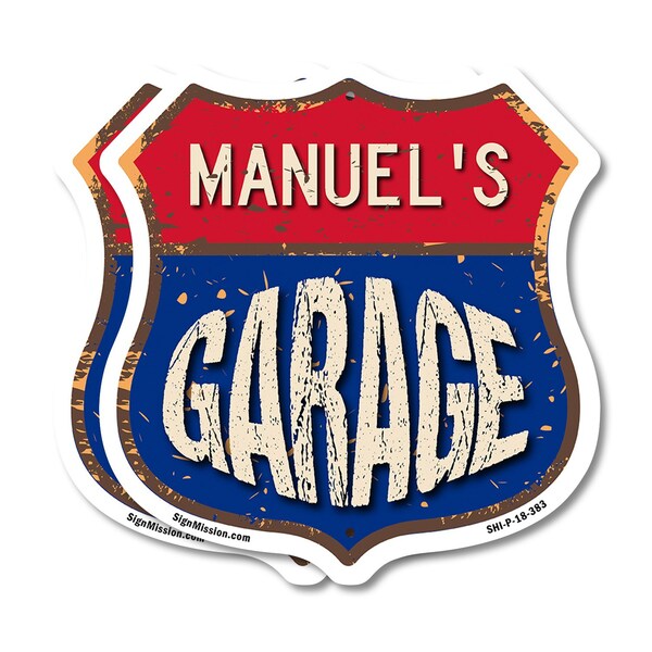 Signmission Manuel's Garage, 18 inch X 18 inch, Plastic Sign, 2PK SHI-P-2PACK-18-383-MANUEL - main