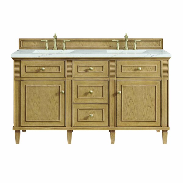 James Martin Vanities Lorelai 60'' D Vanity, Light Natural Oak w/ Ethereal Noctis Silestone Top w/ Wireless Charger 424-V60D-LNO-FENC - main