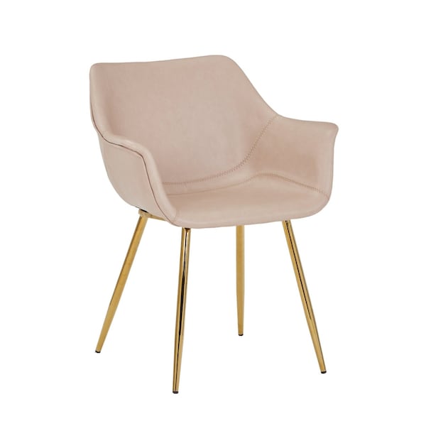Leisuremod Markley Modern Leather Dining Arm Chair With Gold Legs in Taupe ECG26TP - main