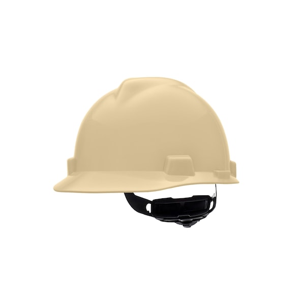 Msa Safety V-Gard Slotted Cap, HDPE, Fas-Trac III Suspension, Type I, Class E, Light Buff (10.6in L x 17.3in W) 495856 - main