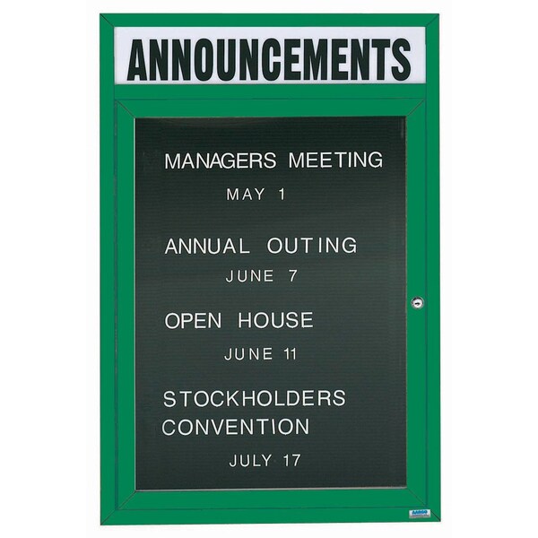 Aarco Outdoor Enclosed Directory w/ Al Frame Header, Powder Coated Green, 48''Hx36''W OADC4836HG - main