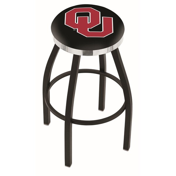 Holland Bar Stool Co 36" Blk Wrinkle Oklahoma Swivel Bar Stool, Chrome Ring L8B2C36Oklhma - main