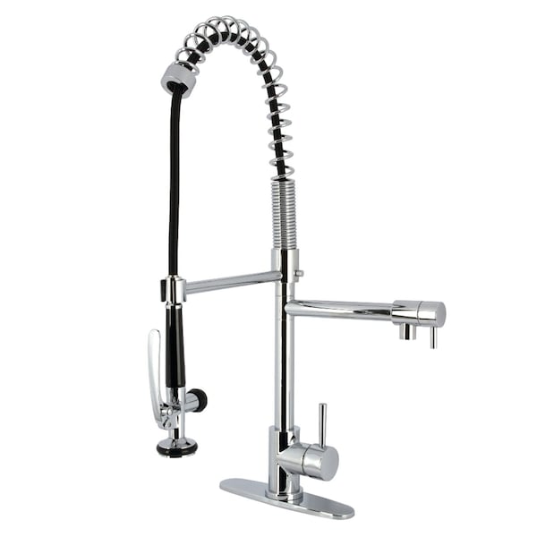 Kingston Brass Single-Handle Deck-Mount Pre-Rinse Kitchen Faucet with Pot Filler, Polished Chrome LS8501DL - main
