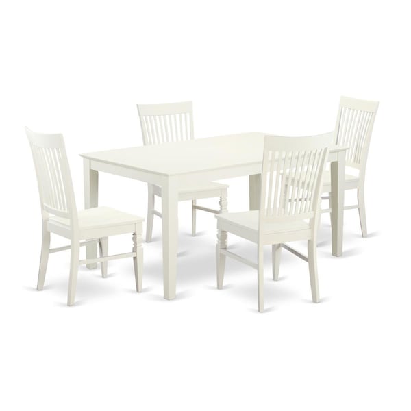 East West Furniture 5 Piece Dining Table Set, 5PK CAWE5-LWH-W - main