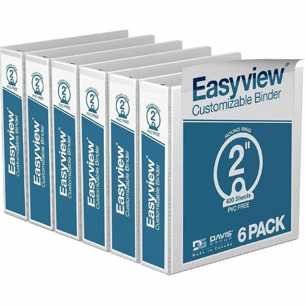 Davis Group Easyview Premium, Round Ring, Customizable, View Binder, (White, 2"), PK6 8413-00-06 - main