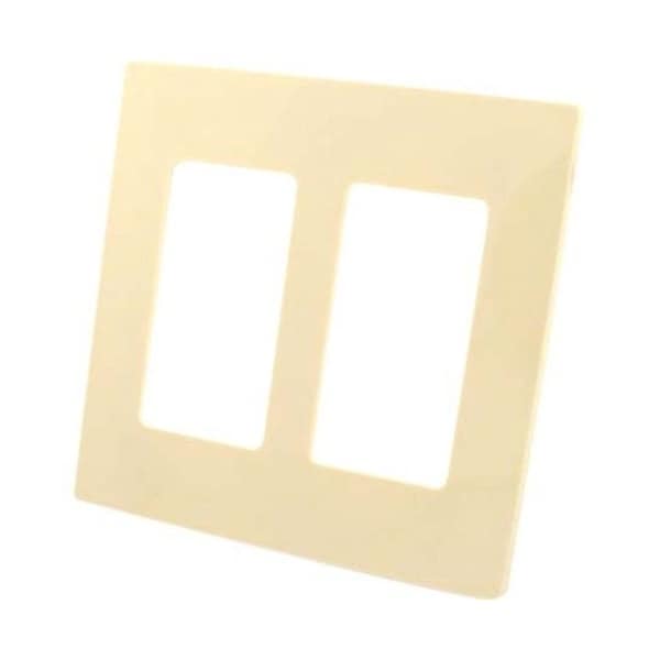 Leviton Decora Wallplate, Screwless, Standard Size, Gang 2, Ivory 80309-SI - main