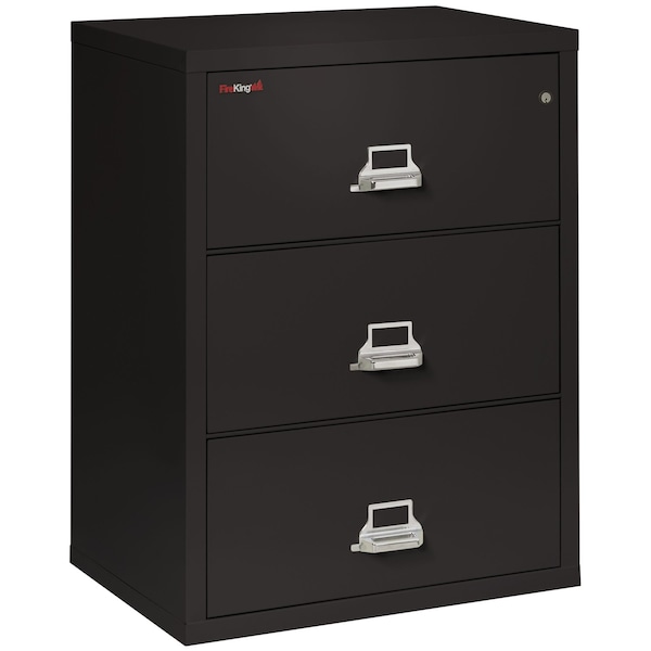Fireking 25-3/16" W 3 Drawer Fire-Resistant Lateral File Cabinet, Black, Letter/Legal 3-3122-CBL - main