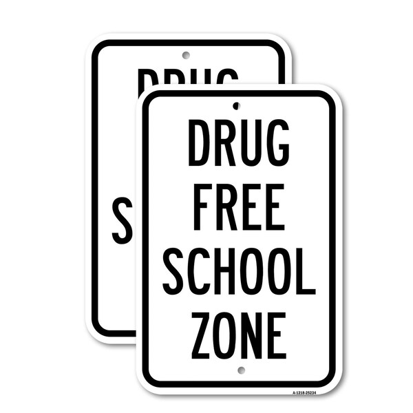 Signmission Drug Free School Zone, Heavy-Gauge Aluminum Rust Proof Parking Sign, 18" x 24", A-1824-25234 A-1824-25234 - main