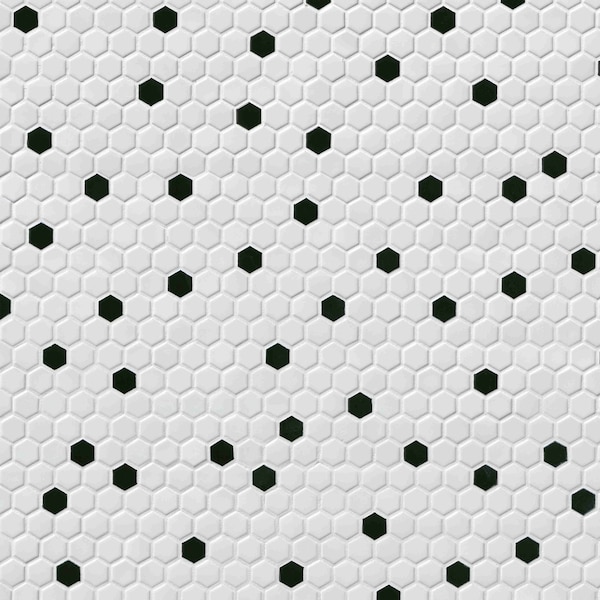 Msi Black And White 10.35 In. X 11.93 In. Matte Porcelain Mesh-Mounted Mosaic Tile, 15PK ZOR-MD-0358 - main