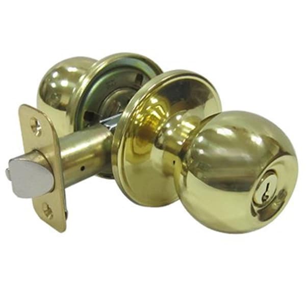 Taiwan Fu Hsing Industrial Tru-Guard Ball Style Knob Entry Lockset, Polished Brass 221781 - main