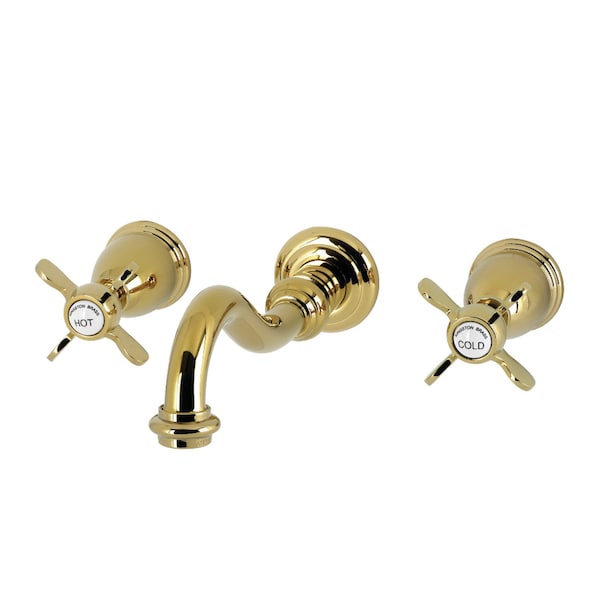 Kingston Brass Double-Handle Wall Mount Bathroom Faucet, Polished Brass KS3122BEX - main
