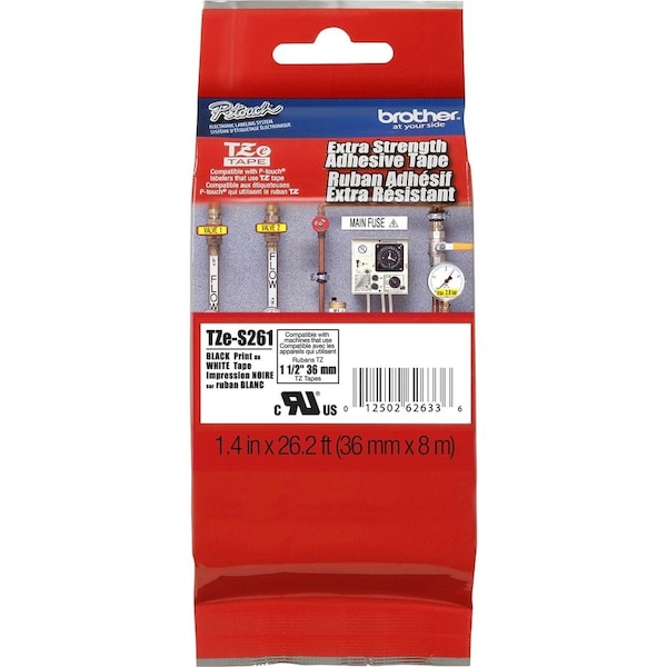 Brother Label/Ribbon Cartridge, White, 1-1/2 in W TZES261G - main