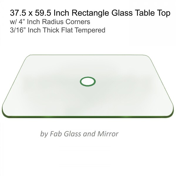 Fab Glass And Mirror 38 X 60in Rectangle Aquatex Patio Glass Table Top w/ 4in Radius Corner 3/16in Thick Flat T 38x60RECT6THFLTE-RC - main