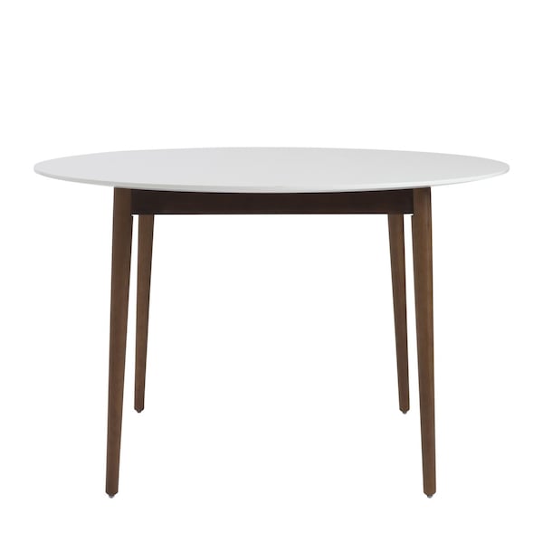 Homeroots 47" White And Brown Rounded Dining Table 400752 - main