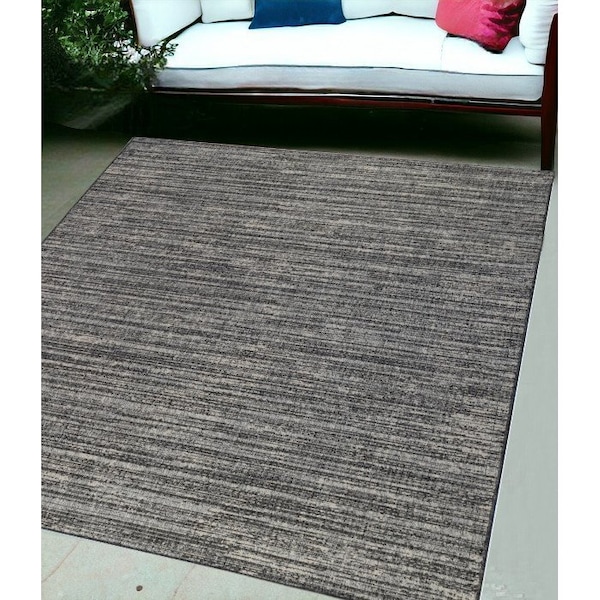 Homeroots 5' X 8' Brown and Ivory Striped Stain Resistant Indoor Outdoor Area Rug 531672 - main
