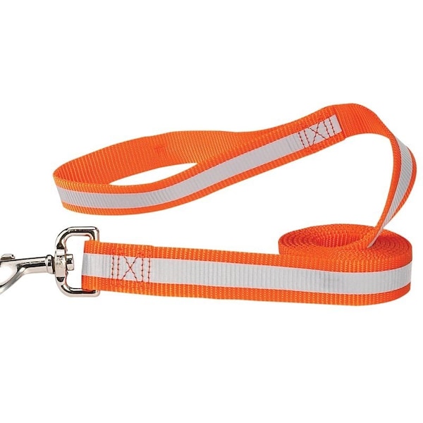 Guardian Gear Reflective Dog Lead, 4 ft L, 5/8 in W, Nylon Line, Orange, Fastening Method: Swivel Clip ZA985 44 69 - main