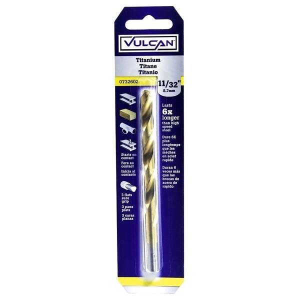 Vulcan Jobber Drill Bit, 11/32 in Dia, 4-3/4 in OAL, 3-Flat Shank 220121OR - main