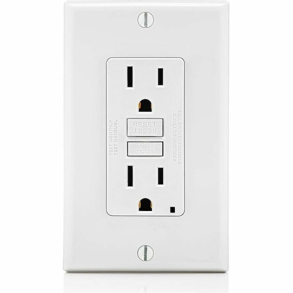 Leviton Self-Test GFCI Receptacle, Non-Tamper Resistant Duplex, 15 Amp, 125 Volt, 5-15R NEMA GFNT1-MW - main