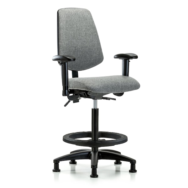 Blue Ridge Ergonomics Fab Hi Bench Chair, Med, Bk, AA, BF, Glds, Gry, 6-Way Adjustable, 26" to 35-1/2" Height, Grey BR-FHBCH-MB-RG-T0-A1-BF-RG-F44 - main