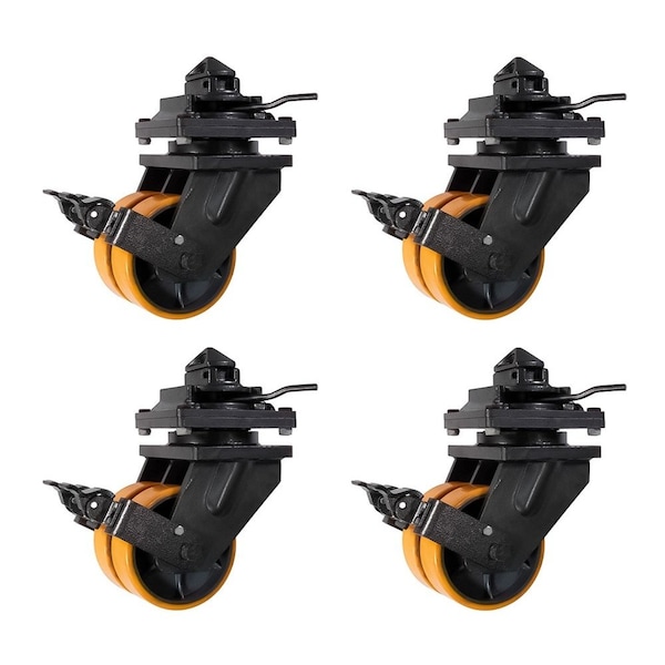 Mytee Products 8 in ISO Shipping Container Double Caster Wheels with Brakes 6600 lbs WLL, 4PK CTL-CasterDBL-3Tx4 - main